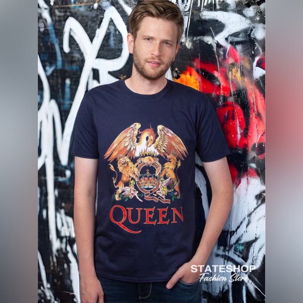 Rock Band Queen Classic Crest Music Graphic Tee Cream Color - Picture 4 of 10